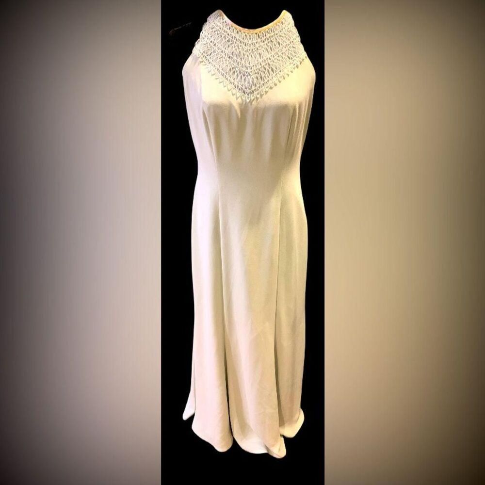 Vintage 90s Beaded Halter Maxi Dress Y2K Formal Gown Elegant Slip Style